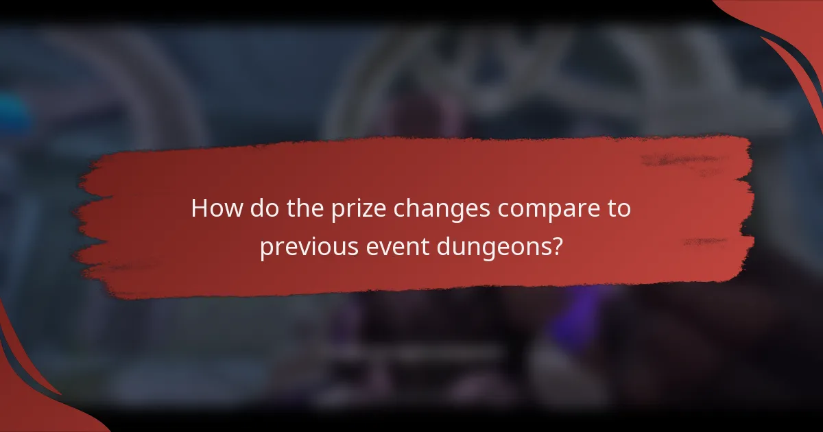 How do the prize changes compare to previous event dungeons?